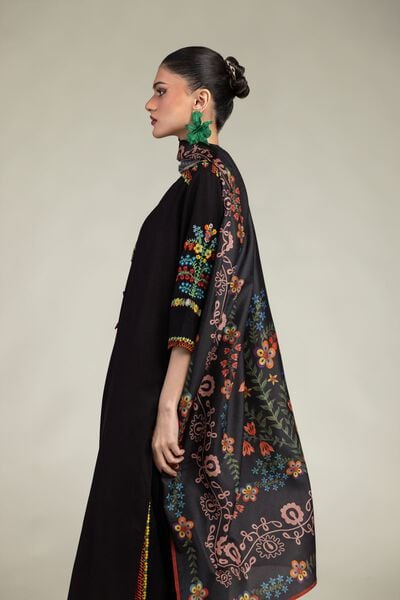 Embroidered | Polyester Silk | Floral Black Dupatta | USD 15.00