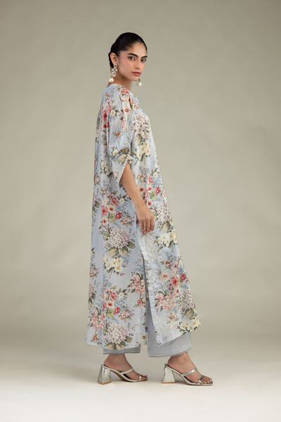 Embroidered | Blended Viscose | Blue Viscose Pants | USD 30.00