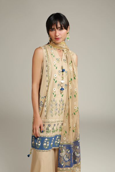 Printed | Cambric | Sleeveless Co-ords Set | USD 30.00