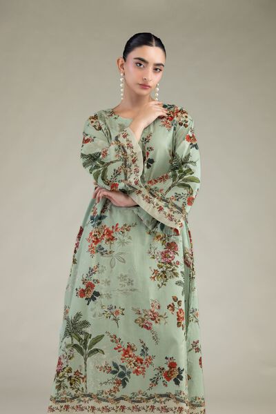 Printed | Cambric | Mint Cambric Kurta | USD 40.00