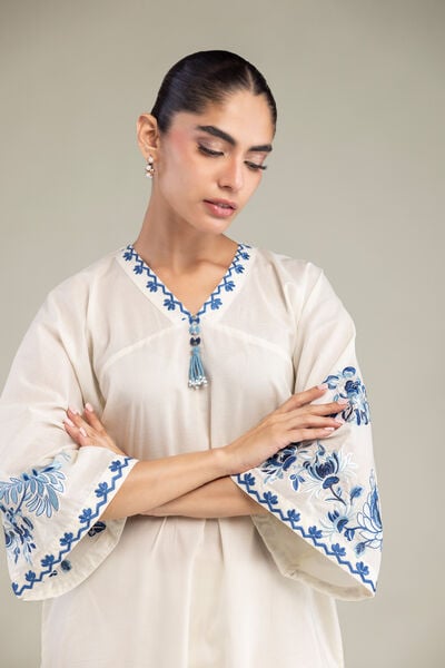 Embroidered | Cambric | Long Floral Kurta | USD 45.00