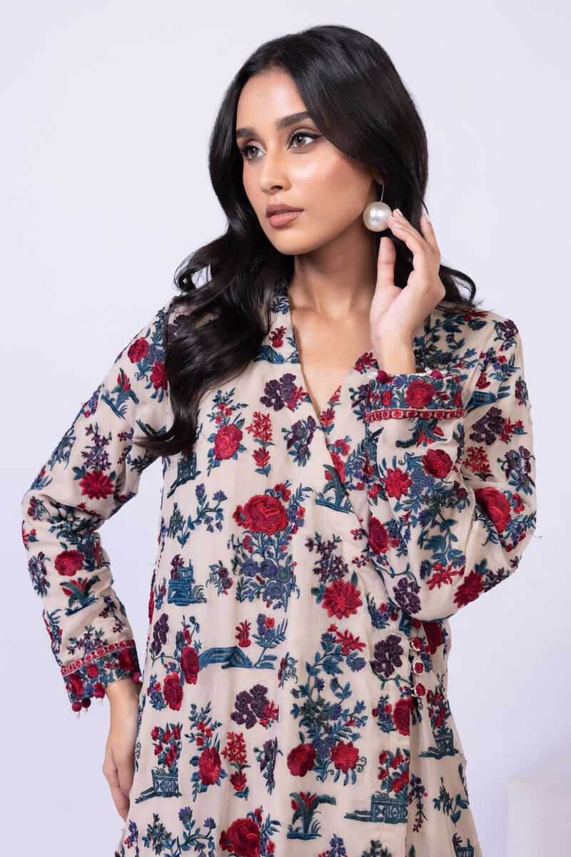 Embroidered | Polyester Crinkle Chiffon | Kurta | null