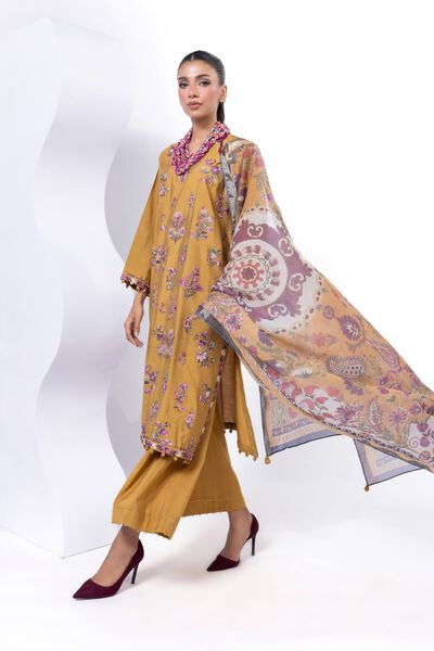 Embroidered | Dull Raw Silk | Fabrics 3 Piece | USD 70.00