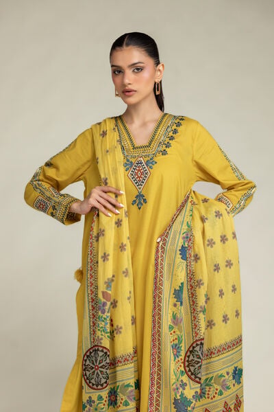 Embroidered | Lawn | Yellow Lawn Dupatta | USD 30.00