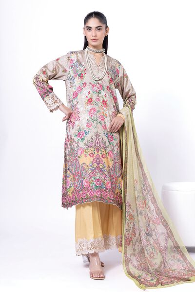 Embroidered | Cotton Satin | Fabrics 3 Piece | USD 27.50