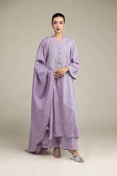 Embroidered | Raw Silk | Solid Lavender Pants | USD 15.00