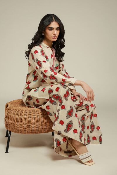 Printed | Textured Cotton | Floral Paisley Kurta | USD 7.50