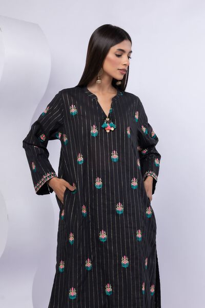 Embroidered | Lurex Stripes | Kurta | USD 40.00