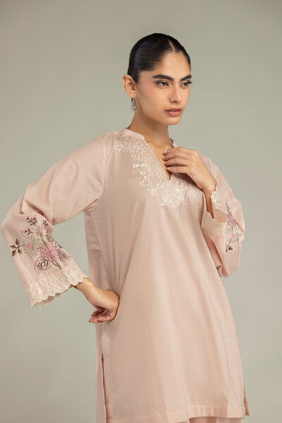 Embroidered | Cambric | V-Neck Short Kurta | USD 40.00
