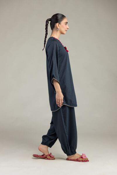 Embroidered | Textured Cotton Viscose | Solid Cotton Pants | USD 30.00