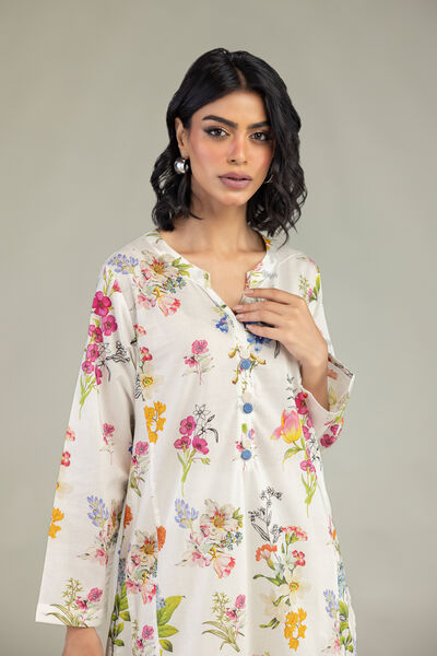 Embroidered | Cambric | Floral Longline Kurta | USD 30.00