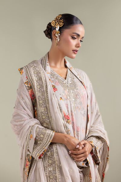 Embroidered | Chiffon | Floral Zari 3-piece | USD 54.00