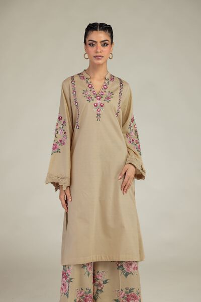 Embroidered | Cotton Dobby | Floral Longline Kurta | USD 40.00