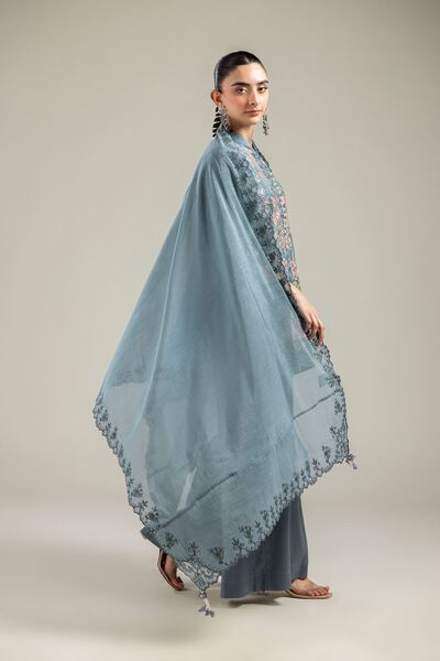 Paper Silk | Floral Teal Dupatta | USD 20.00