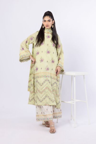 Printed | Voile | 3 Piece Co-ord Set | USD 33.00