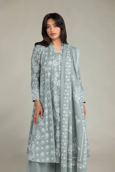 Printed | Cambric | Gray Longline Kurta | USD 13.50