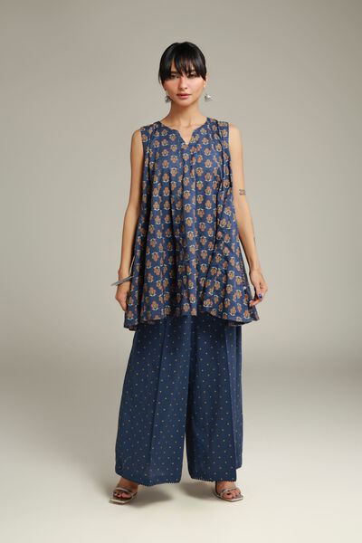 Printed | Cambric | Navy Cambric Pants | USD 30.00