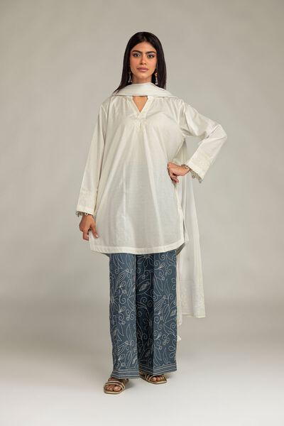Embroidered | Cotton Dobby | V-Neck Solid Kurta | USD 40.00