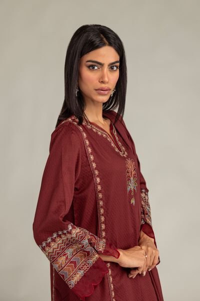 Embroidered | Cotton Dobby | Floral Cotton Kurta | USD 45.00