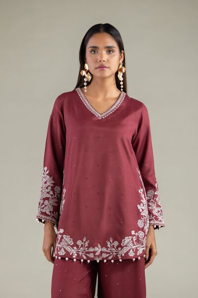 Embroidered | Raw Silk | Floral Pearl Kurta | USD 19.50