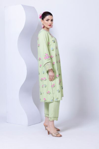 Embroidered | Crosshatch Raw Silk | Pants | USD 7.50