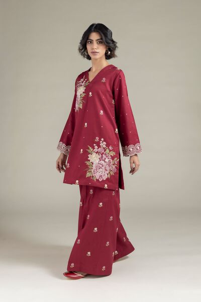 Embroidered | Textured Cotton | Pants | USD 25.00