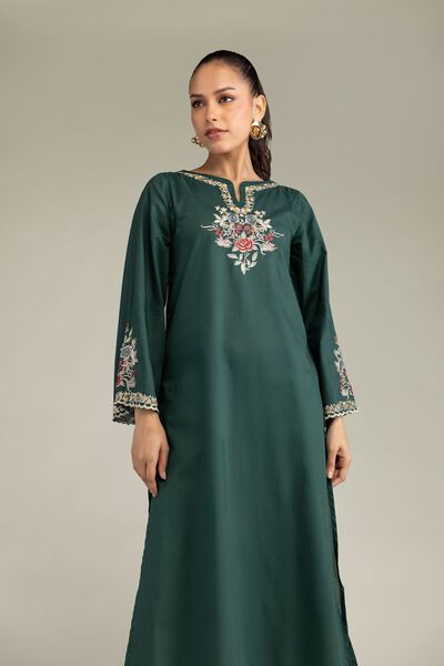 Embroidered | Cambric | Green Cambric Kurta | USD 40.00