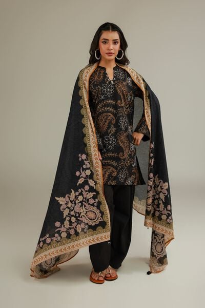 Embroidered | Cotton Net | Black Embroidered Dupatta | USD 25.00