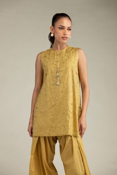 Embroidered | Cambric | Floral Sleeveless Kurta | USD 40.00