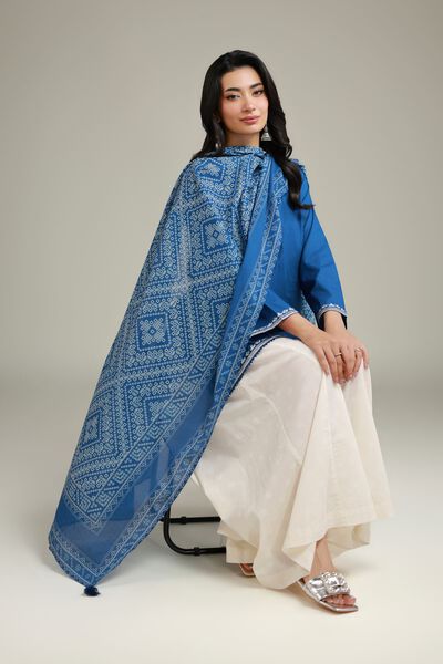 Embroidered | Lawn | Blue Lawn Dupatta | USD 25.00