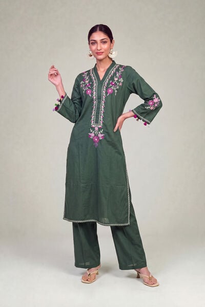 Embroidered | Cambric | Solid Green Shalwar | USD 30.00