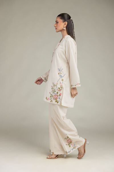 Embroidered | Cotton Dobby | Floral Cotton Pants | USD 25.00
