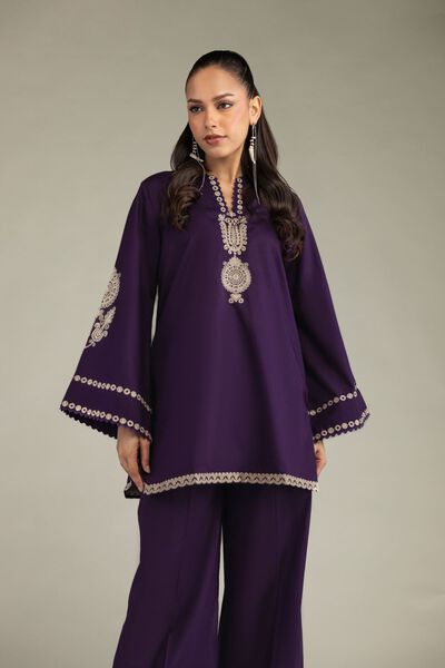 Embroidered | Cambric | Purple Cambric Kurta | USD 45.00
