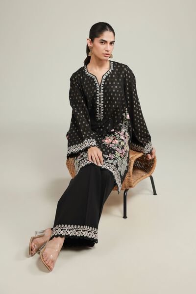 Embroidered | Jacquard | Black Tailored Set | USD 70.00