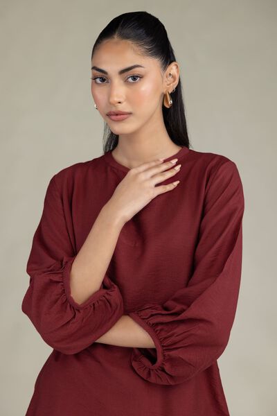 Dyed | Crepe | Solid Maroon Shirt | USD 20.00
