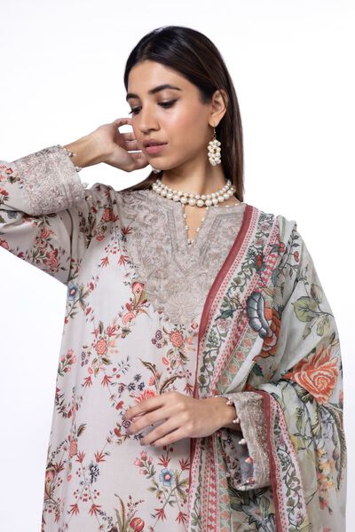 Embroidered | Cotton Satin | Fabrics 3 Piece | USD 21.00