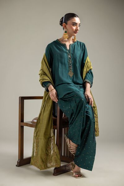 Cotton Net | Olive Net Dupatta | USD 20.00