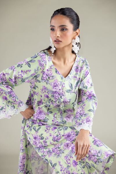 Embroidered | Cambric | Floral V-Neck Kurta | USD 20.00