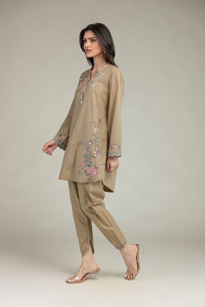 Embroidered | Cotton Dobby | Floral Beige Shalwar | USD 25.00
