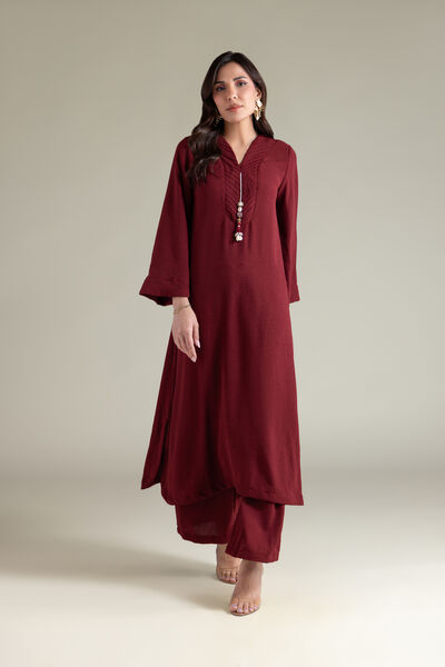 Dyed | Textured Georgette | Solid Magenta Pants | USD 30.00