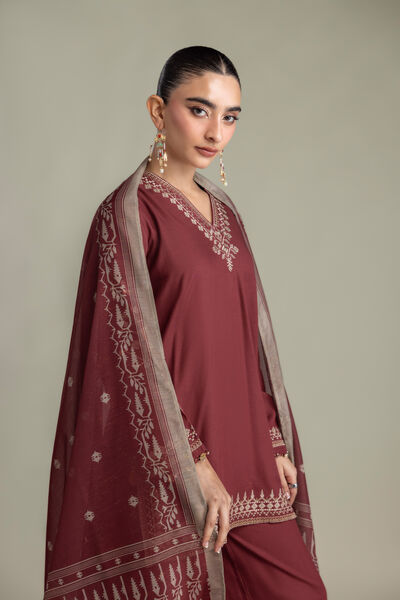 Embroidered | Mesuri | Maroon Mesuri Dupatta | USD 35.00