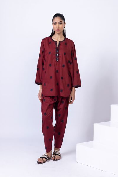 Embroidered | Crosshatch Poplin | Pants | USD 17.50