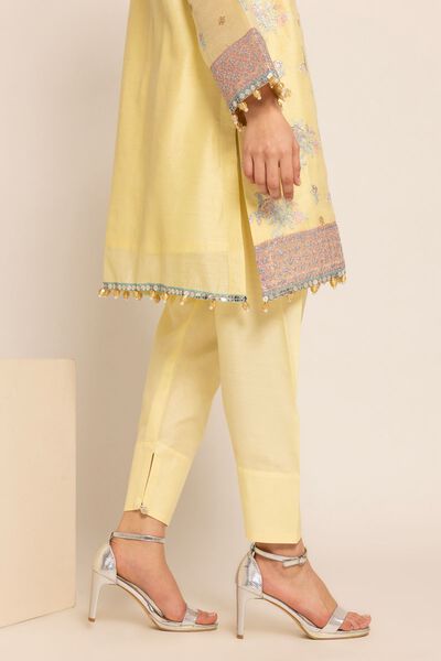 Shalwar | Embroidered, YELLOW, hi-res