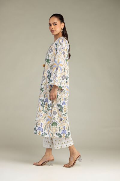 Printed | Cambric | Floral White Pants | USD 30.00