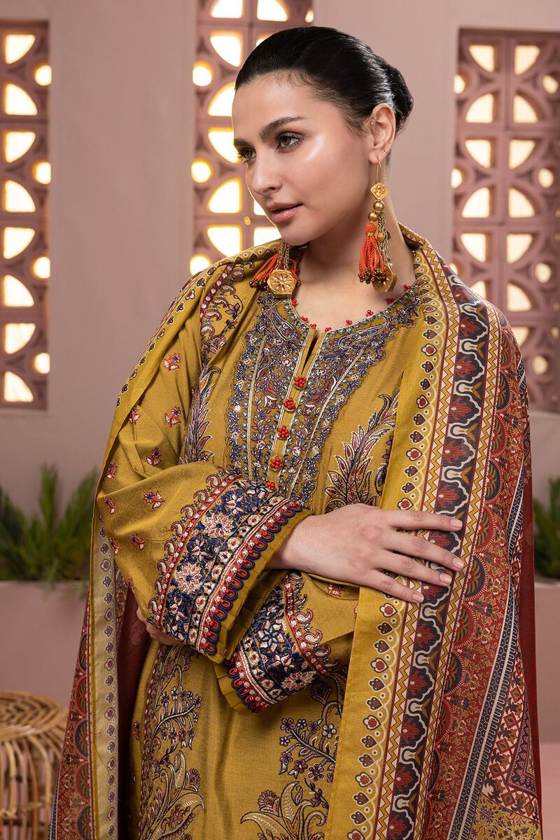 Embroidered | Dull Raw Silk | Fabrics 3 Piece | null