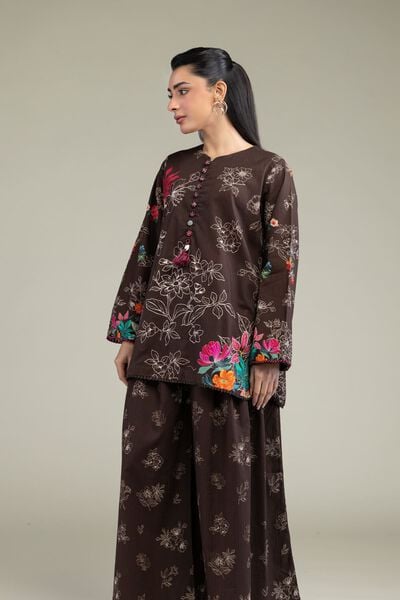 Printed | Cotton Dobby | Floral Brown Kurta | USD 35.00