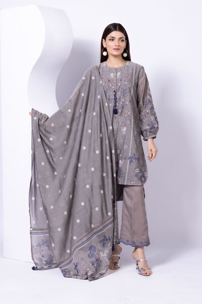 Embroidered | Crosshatch Raw Silk | Pants | USD 6.00