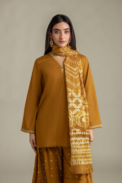 Embroidered | Cambric | Cambric Mustard Kurta | USD 40.00