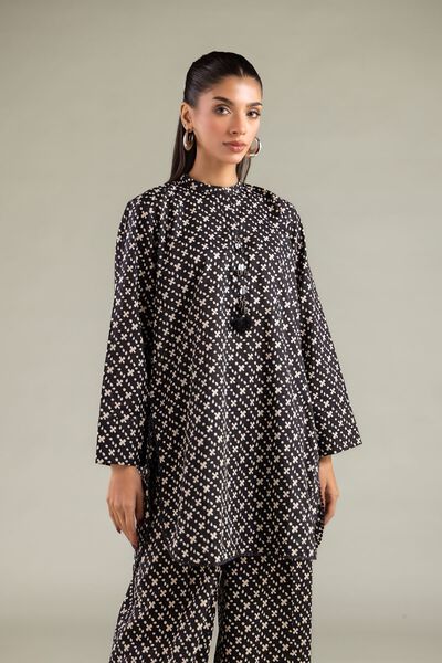 Printed | Cambric | Geometric Band Collar Kurta | USD 30.00