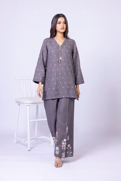 Embroidered | Textured Cotton | Pants | USD 25.00